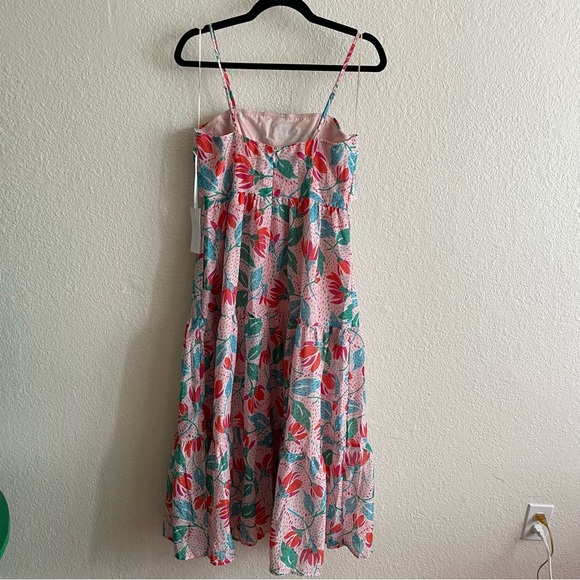 J. Marie Claire Floral Print Bow Square Neck Sleeveless Midi Tiered Dress - Picture 5 of 8